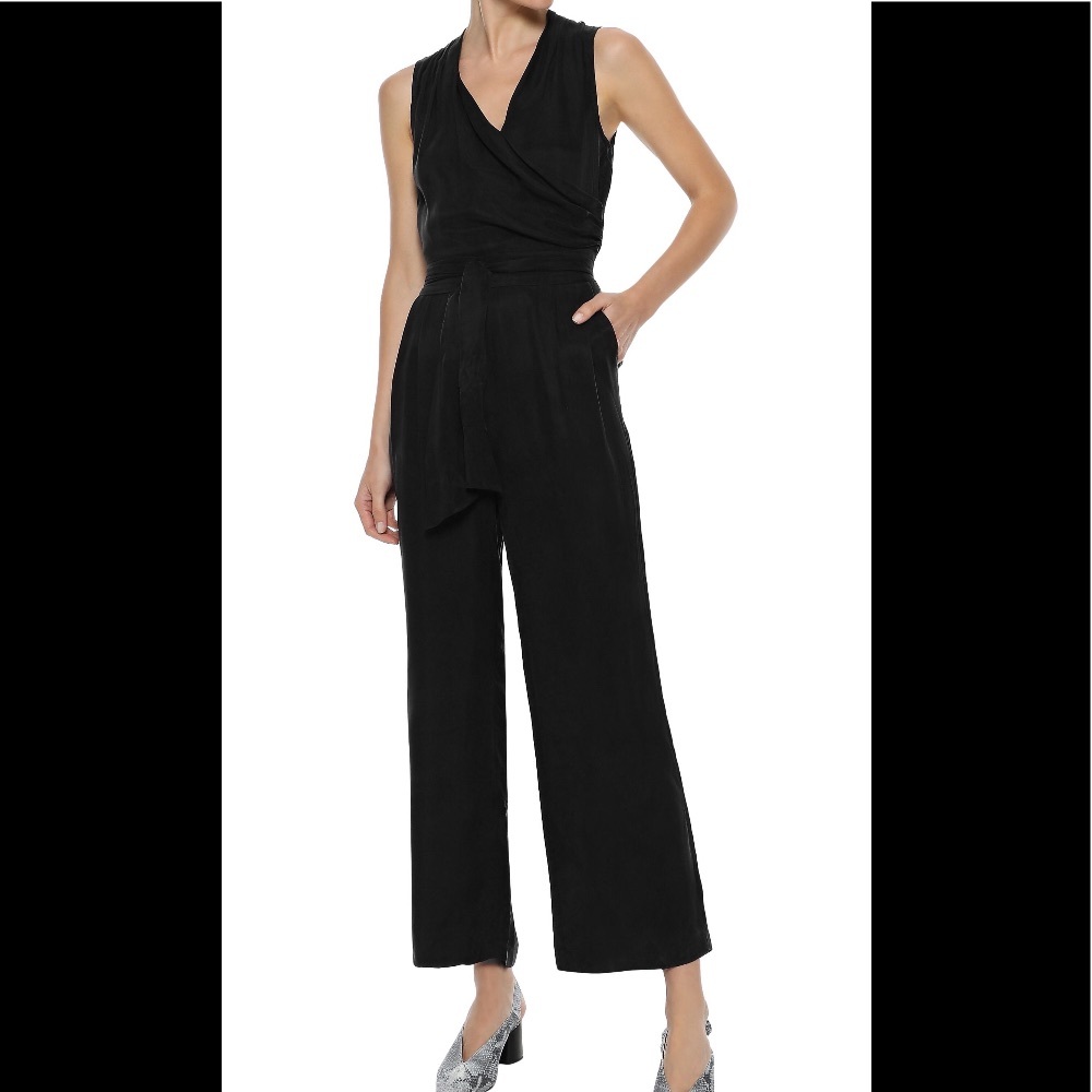 Wrap Effect Twill Jumpsuit